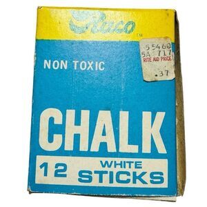 Raco “Rose Art Industries” Vintage Non Toxic White Chalk Box 412W Partially Full